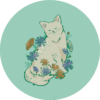 Sticker Chat fleuri rond glacé – Image 2