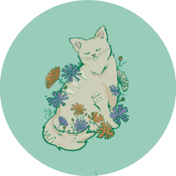 Sticker Chat fleuri rond glacé – Image 2