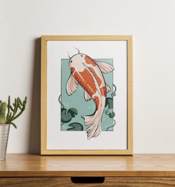 Impression carpe print affiche A6 A4 A3