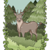Impression cerf dans la foret print affiche A6 A4 A3 – Image 2