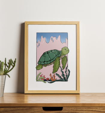 Impression Tortue de mer print affiche A6 A4 A3