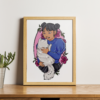Impression fillette et son chat print affiche A6 A4 A3