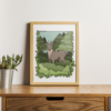 Impression cerf dans la foret print affiche A6 A4 A3
