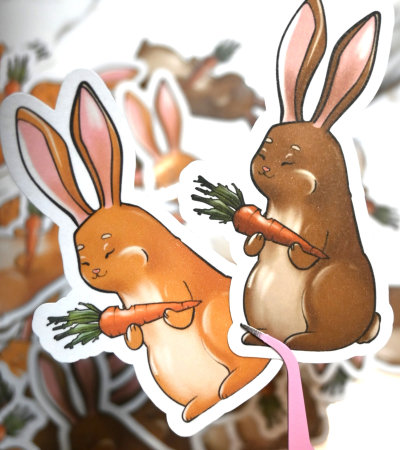 Sticker Lapin 9cm glacé 2 coloris