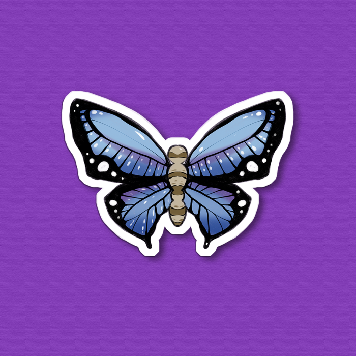 Sticker papillon bleu