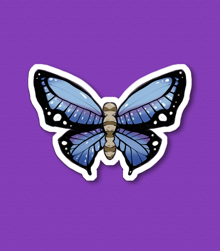 Sticker papillon bleu