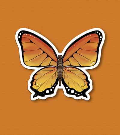 Sticker papillon jaune