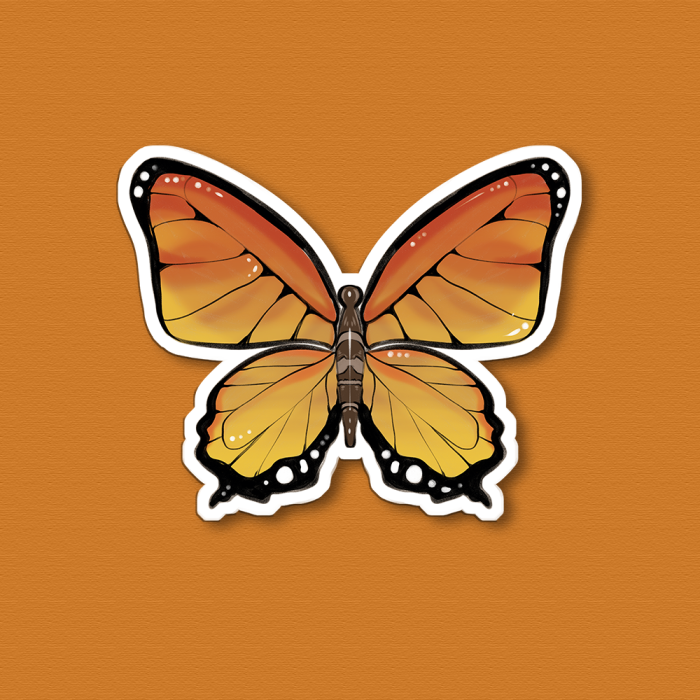 Sticker papillon jaune