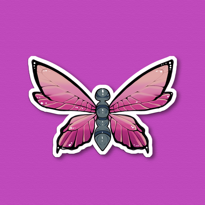 Sticker papillon rose