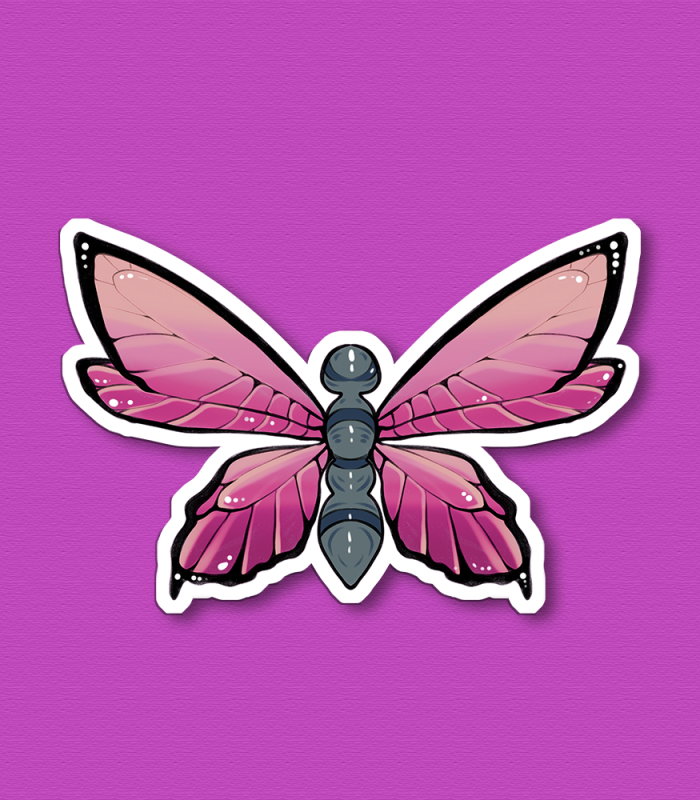 Sticker papillon rose