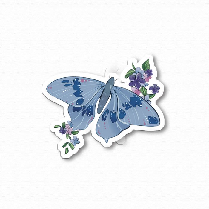 Sticker papillon et fleurs