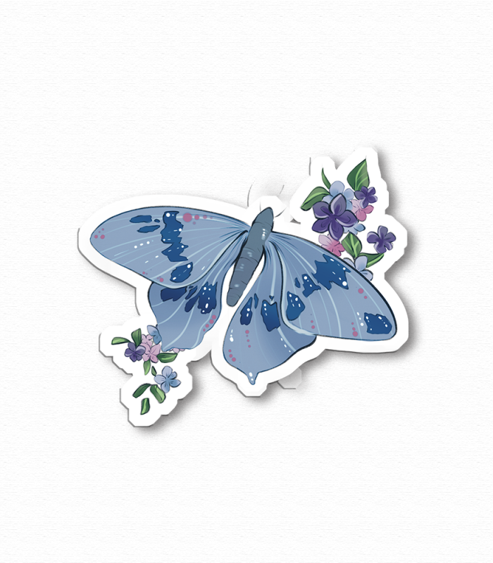 Sticker papillon et fleurs